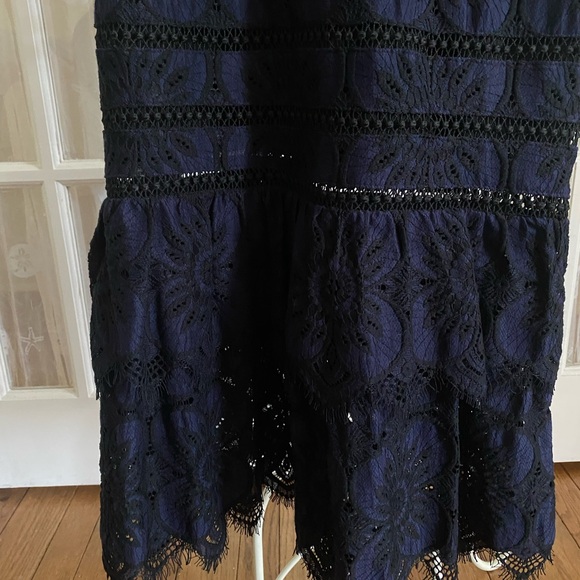 Banana Republic Black and Royal Blue Ruffled Tiered Lace Halter Sundress 10 - Picture 9 of 16